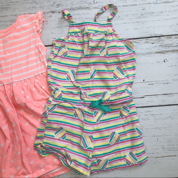 Jumping Beans dress pink, Cat & Jack romper 4T - Picture 2 of 8